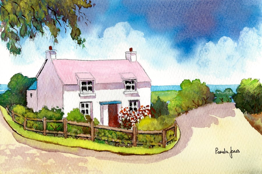 Pembrokeshire, Cottage, West Wales, in 14 x 11 '' Mount