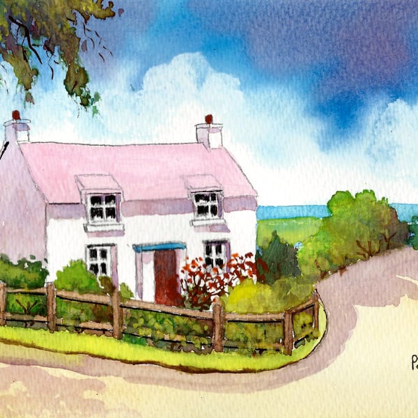 Pembrokeshire, Cottage, West Wales, in 14 x 11 '' Mount