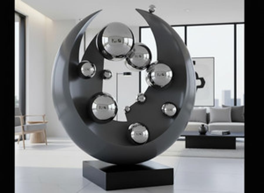 Orbital Echoes Contemporary Circular Sculpture Handcrafted Statement Art 