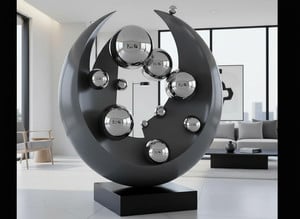 Orbital Echoes Contemporary Circular Sculpture Handcrafted Statement Art 