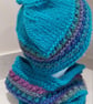 Handknit chunky wool hat and cowl set SM - Image 2