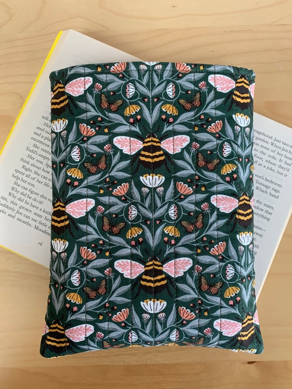 Bee Print Fabric Quilted Book Sleeve - Paperback Size