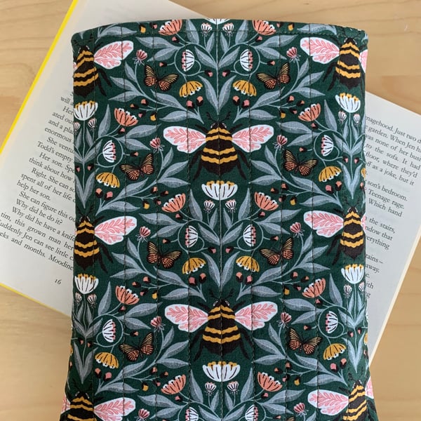 Bee Print Fabric Quilted Book Sleeve - Paperback Size