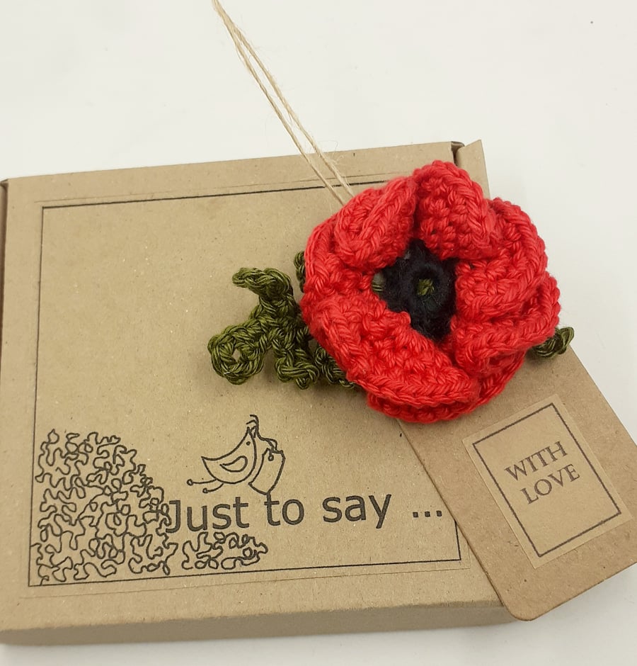  Small Poppy Brooch on a Tag 