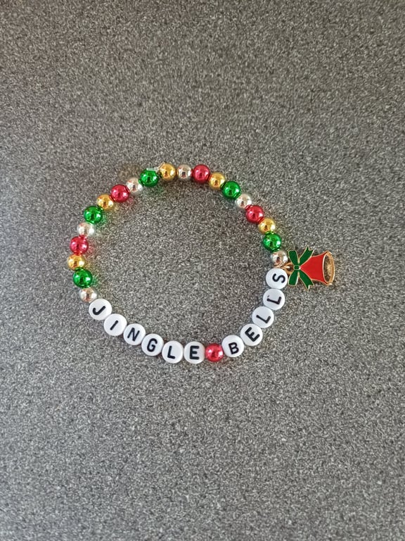 Christmas charm bracelet, jingle bells bracelet, christmas party bracelet