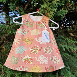 Age: 0-3m Peach Flowery Elephant Dress 