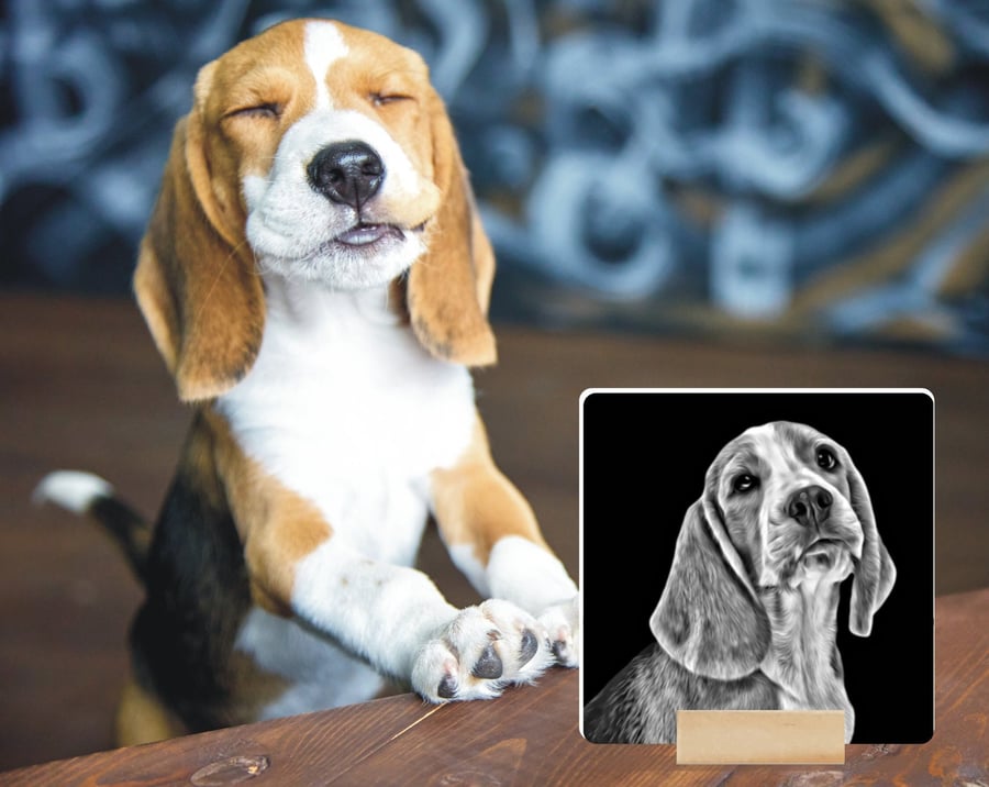 Dog Illustration Ceramic Tile Ornament - Ideal Dog Lover or Memorial Gift