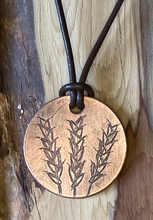 Wheat - Handmade Etched Copper Pendant Necklace