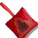 Velvet Lavender Sachet, Hand Printed Lavender Bag, Christmas Tree Ornament 