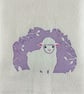 Cute Lamb embroidered and embossed on a white hand towel