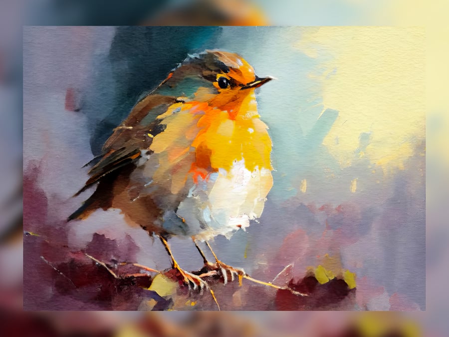 Charming Robin Bird Art Print 5x7 - Colorful Avian Wall Art Decor