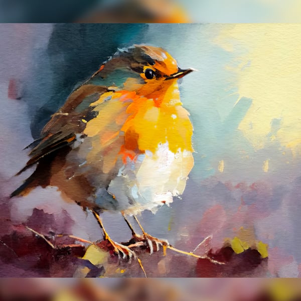 Charming Robin Bird Art Print 5x7 - Colorful Avian Wall Art Decor