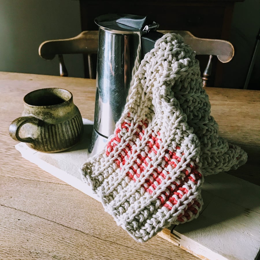 Barista's Cloth - small, looped cloth hand knitted in household string