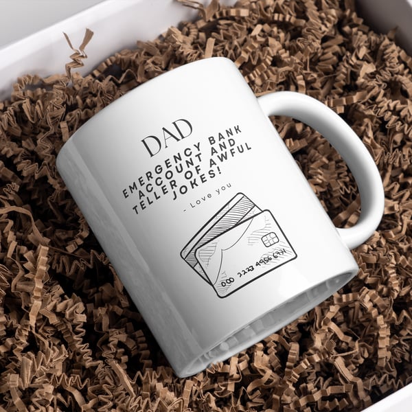 Dad, Emergency Bank Account And Teller Of Awful Jokes Farther's Day Mug: Unique 