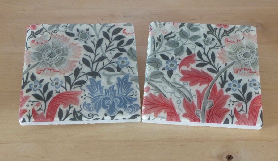 Marble 'William Morris' Design Coasters