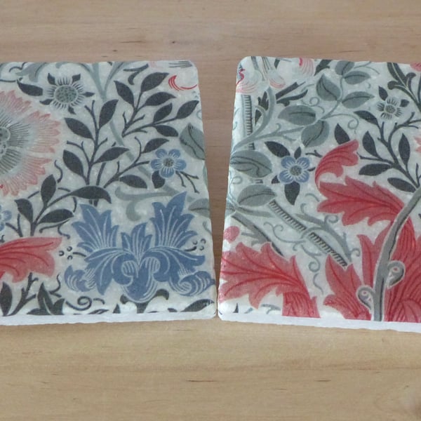 Marble 'William Morris' Design Coasters