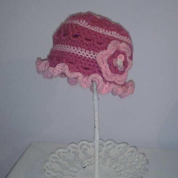 Girls Pink Crochet Hat