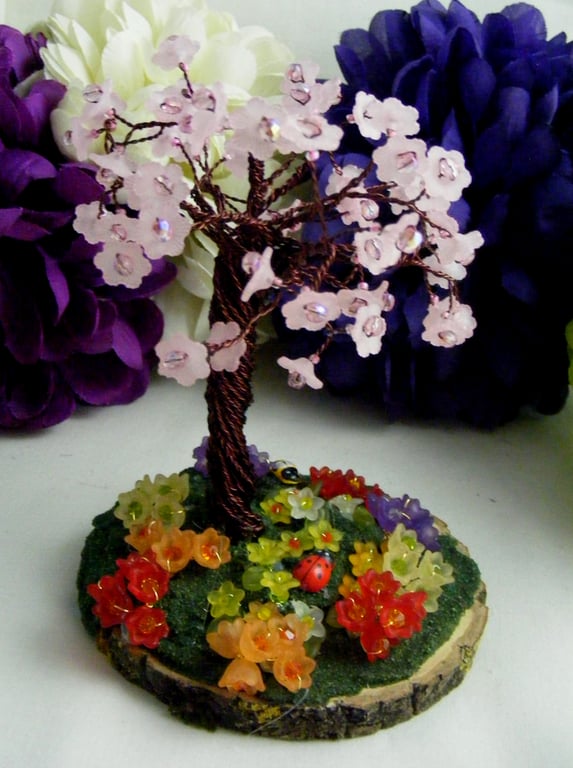 Handmade Cherry Blossom Tree with Spring Flowers Decoration
