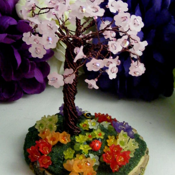 Handmade Cherry Blossom Tree with Spring Flowers Decoration