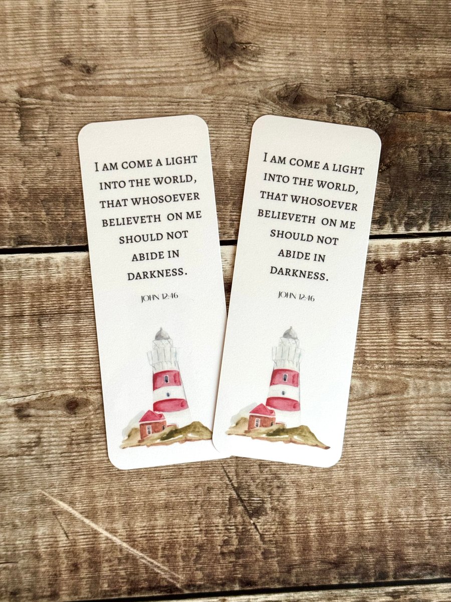 Christian Bible verse bookmarks John 12:46 handmade glossy laminated 2 x pack