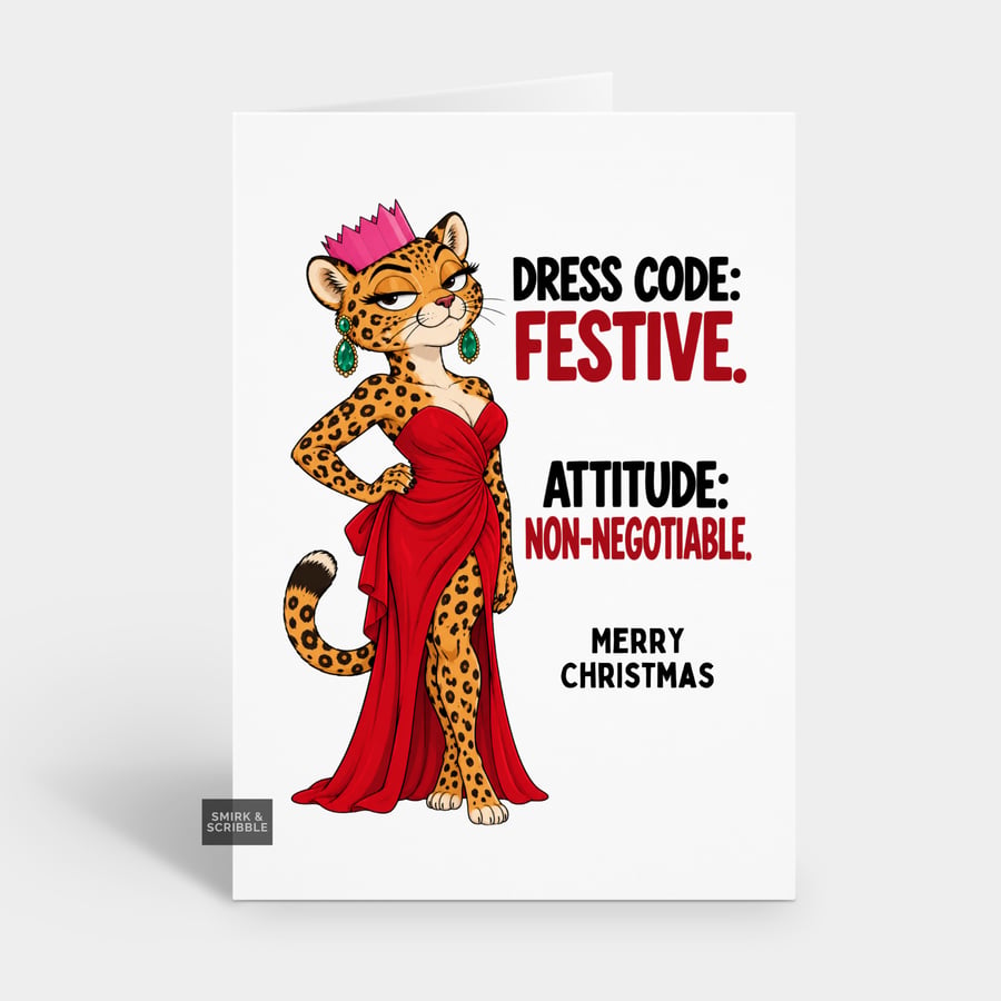 Image of Funny Christmas Card For Him Or Her - Dress Code Festive