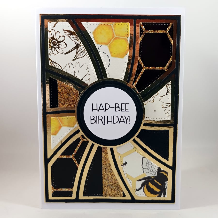 Handmade bee themed birthday card