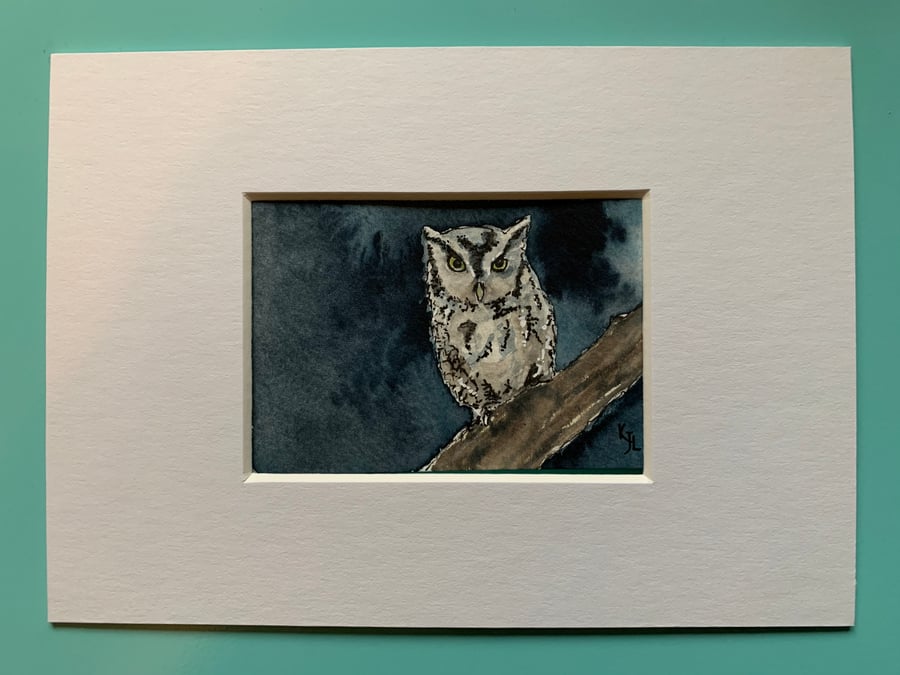 Watercolour of an Owl ACEO - free UK postage 