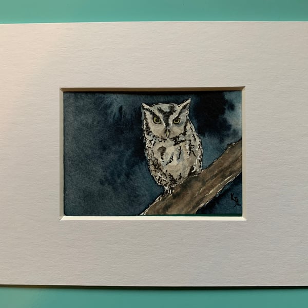 Watercolour of an Owl ACEO - free UK postage 