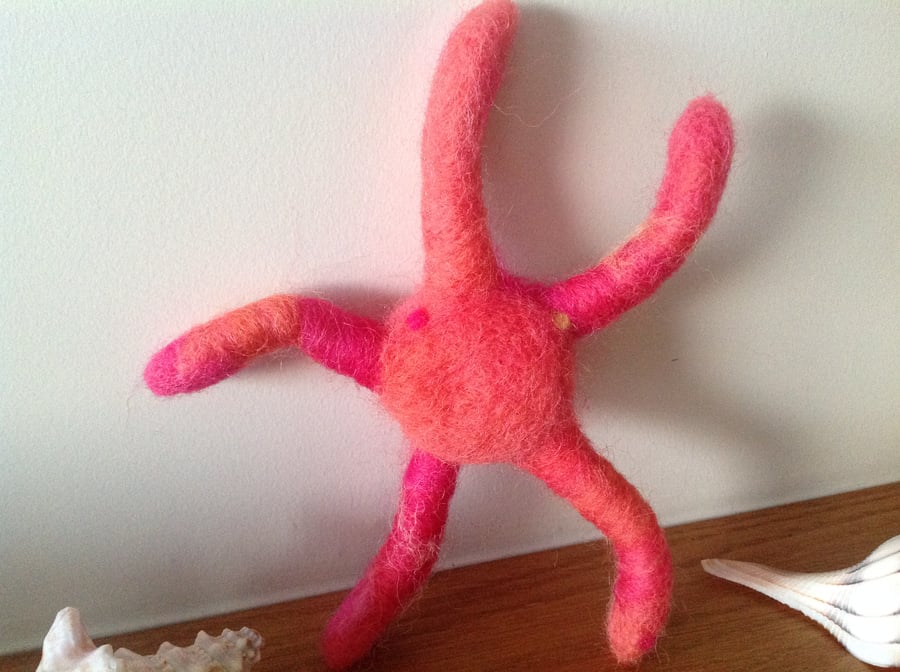 Ooak Starfish Needle Felted Starfish Coral Pink Starfish Wool Starfish Sea Star