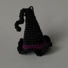 Small Hanging Black and Purple Witches Hat Halloween Crochet Decoration