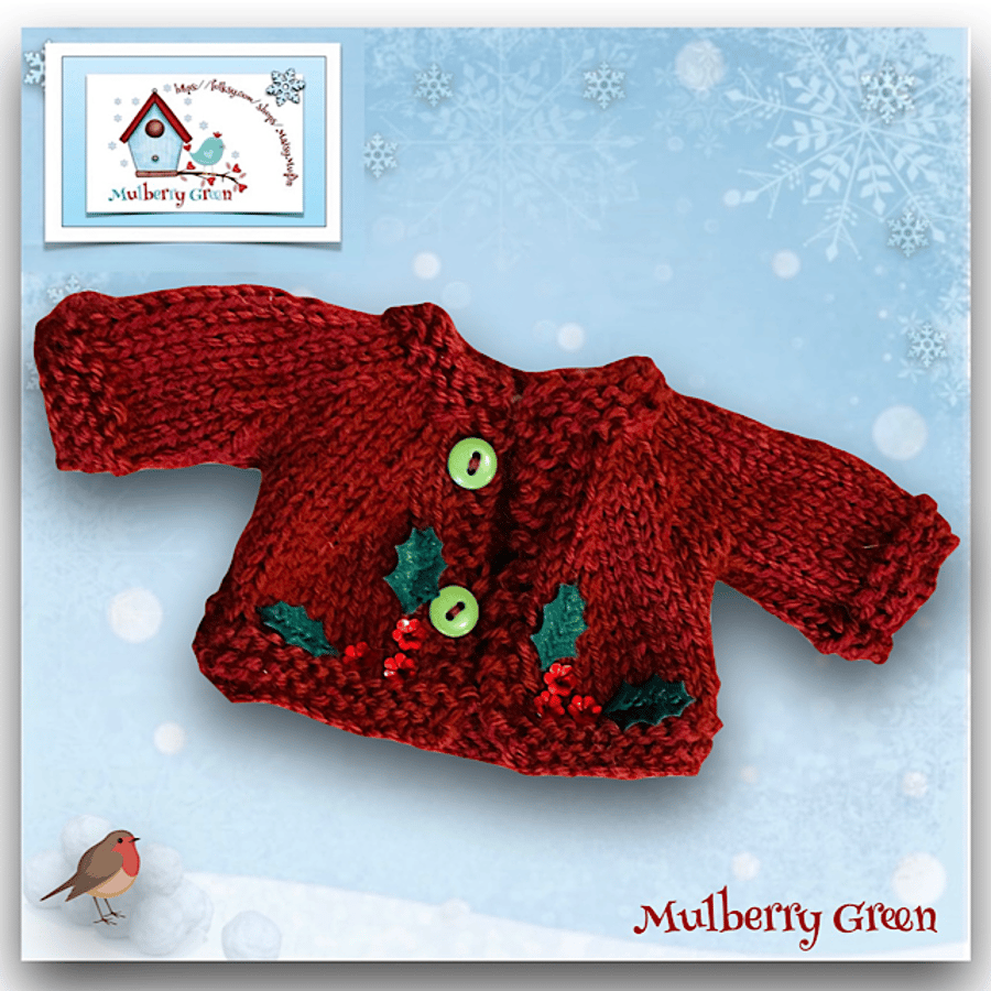 Reserved for Carol - Christmas Holly Cardigan