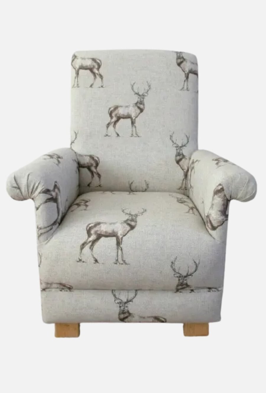Kids Fryetts Glencoe Stags Fabric Chair Children's Armchair Natural Animals 