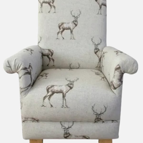 Kids Fryetts Glencoe Stags Fabric Chair Children's Armchair Natural Animals 