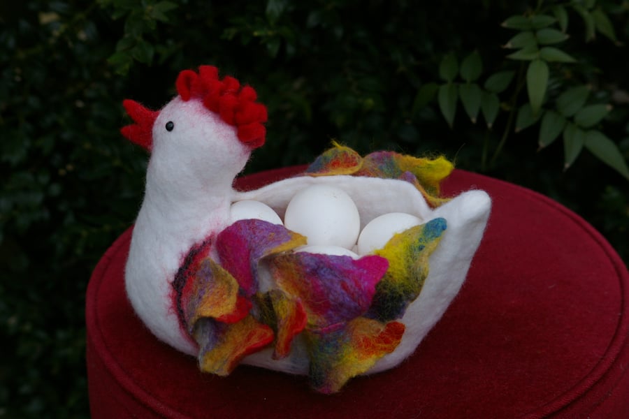 Felted Wool Hen Bowl
