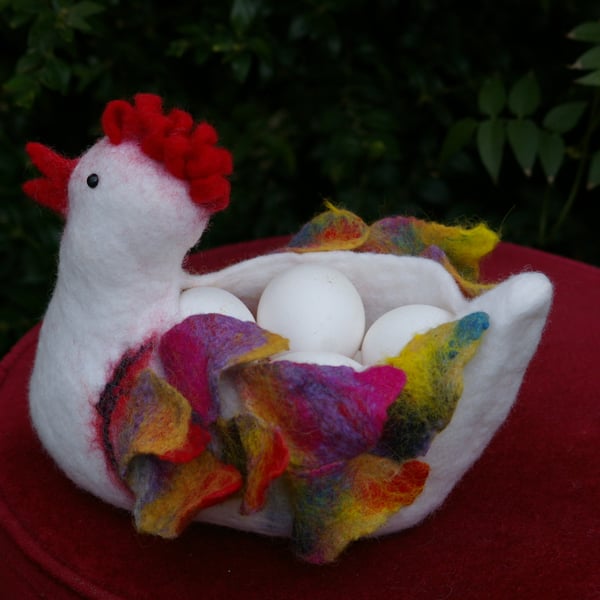 Felted Wool Hen Bowl