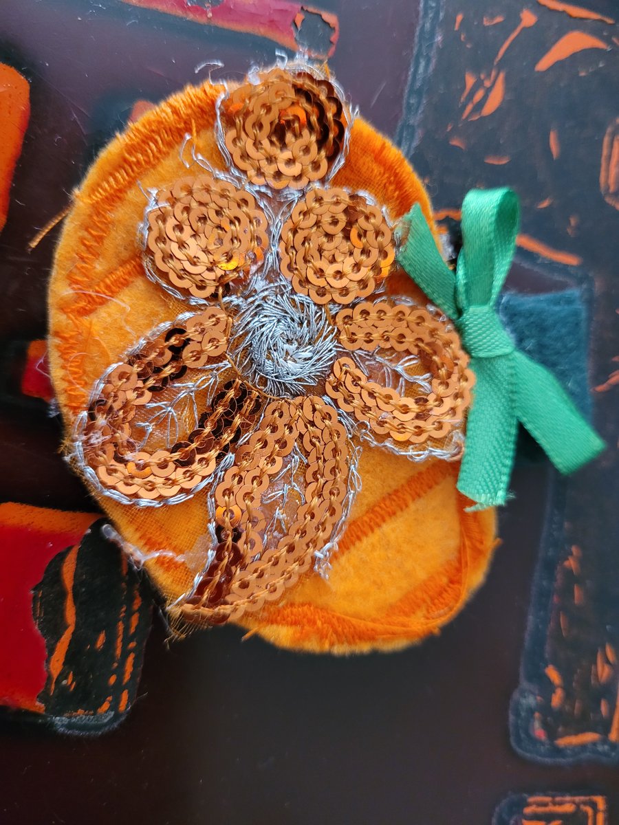 Pumpkin Sequin Brooch
