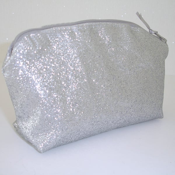 Cosmetics Purse Silver Glitter Bling