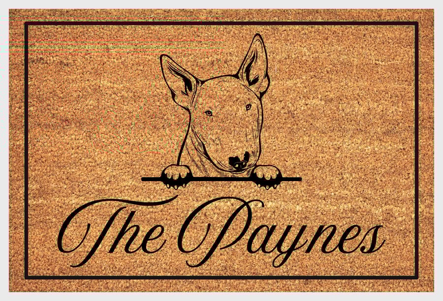 English Bull Terrier Door Mat - Personalised English Bull Terrier Welcome Mat 