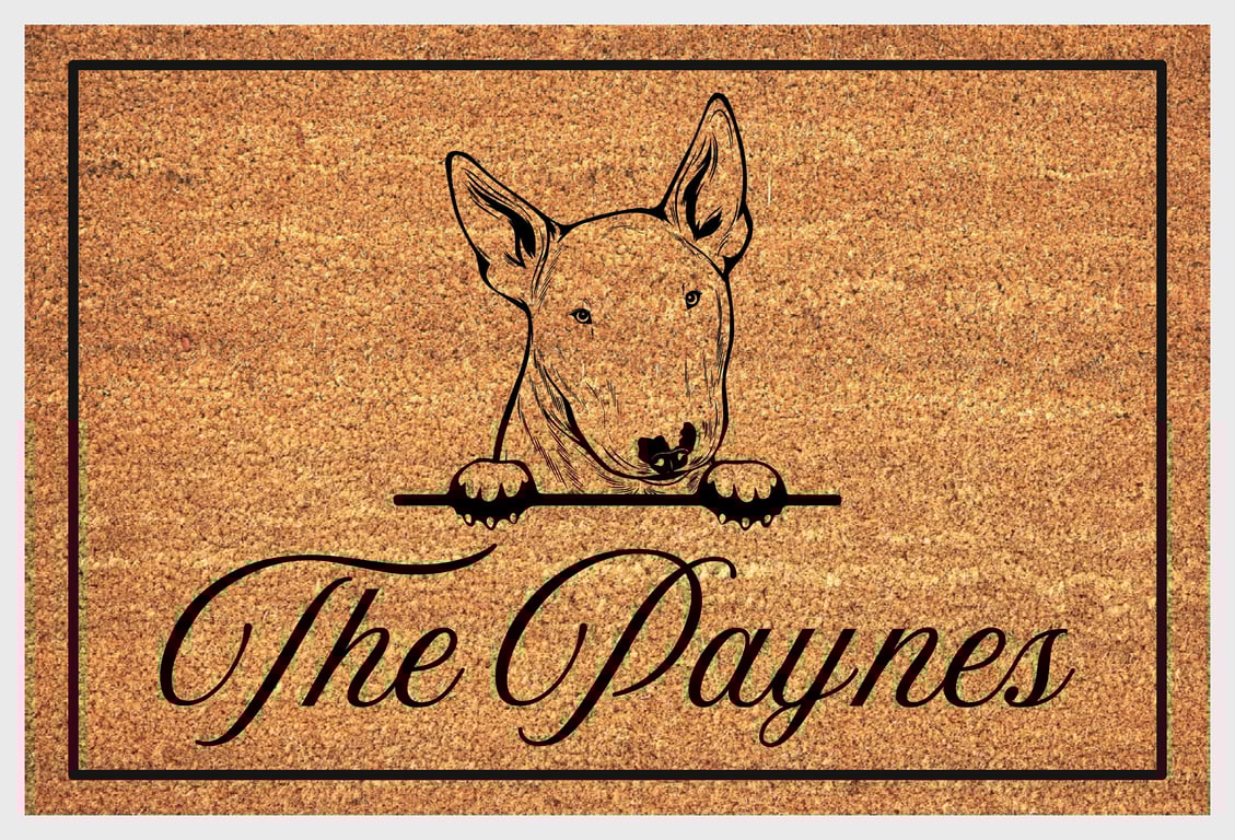 English Bull Terrier Door Mat - Personalised English Bull Terrier Welcome Mat 