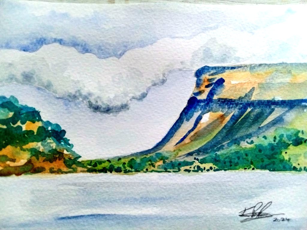 Rainy day Benbulben, Ireland, original watercolour painting, A5