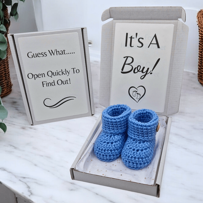 It’s a Boy Gender Reveal Gift – Newborn Crochet Booties