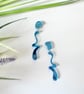 Blue Acrylic Squiggle Anstract Earrings - Image 8