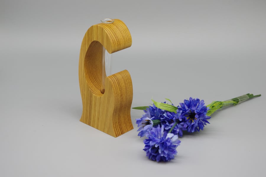 Handmade Wooden Vase With Test Tube. For Single Bud or Small Bunch. 