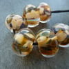 cream frit lampwork glass beads