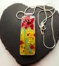 Handmade Fused Glass Pendant Necklace Poppy-field with large Red Poppy - Image 5