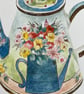 Floral kettle original gouache painting  - Image 5