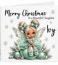 Personalised Fairy Christmas Card-Add Name & Relation-Cute Mint Green Xmas Card - Image 6
