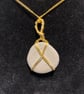 Beautiful wire wrapped grey pebble pendant on gold coloured chain.  - Image 3