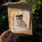 Owl Handmade Blank Greeting card,  Needlefelt wool card, Birthday card