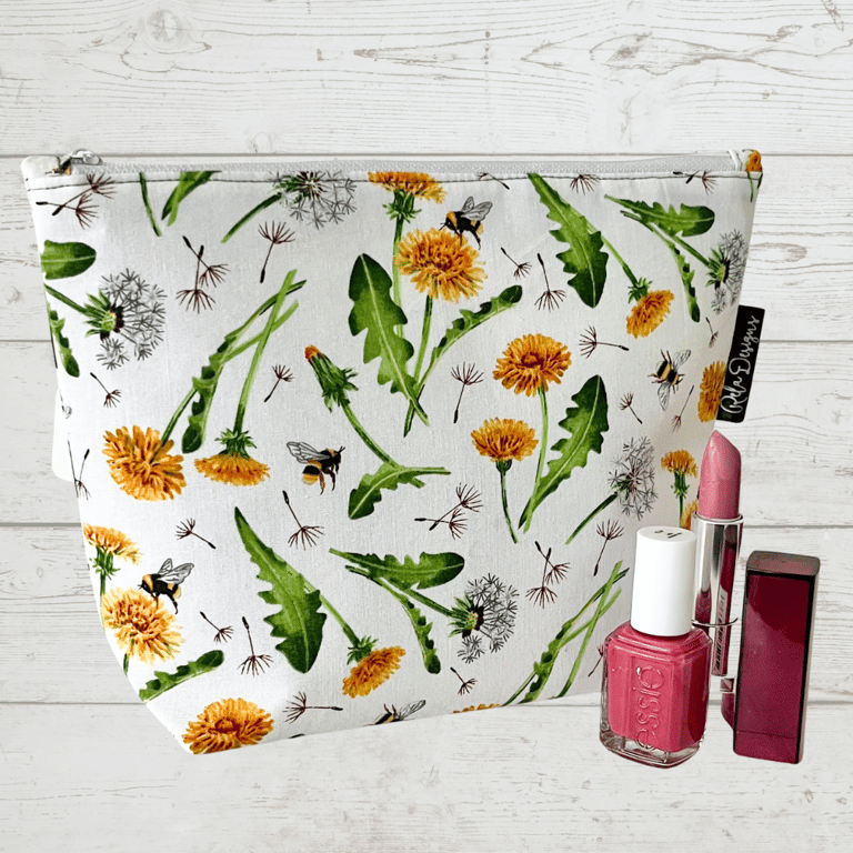 Makeup bags dandelions and bees